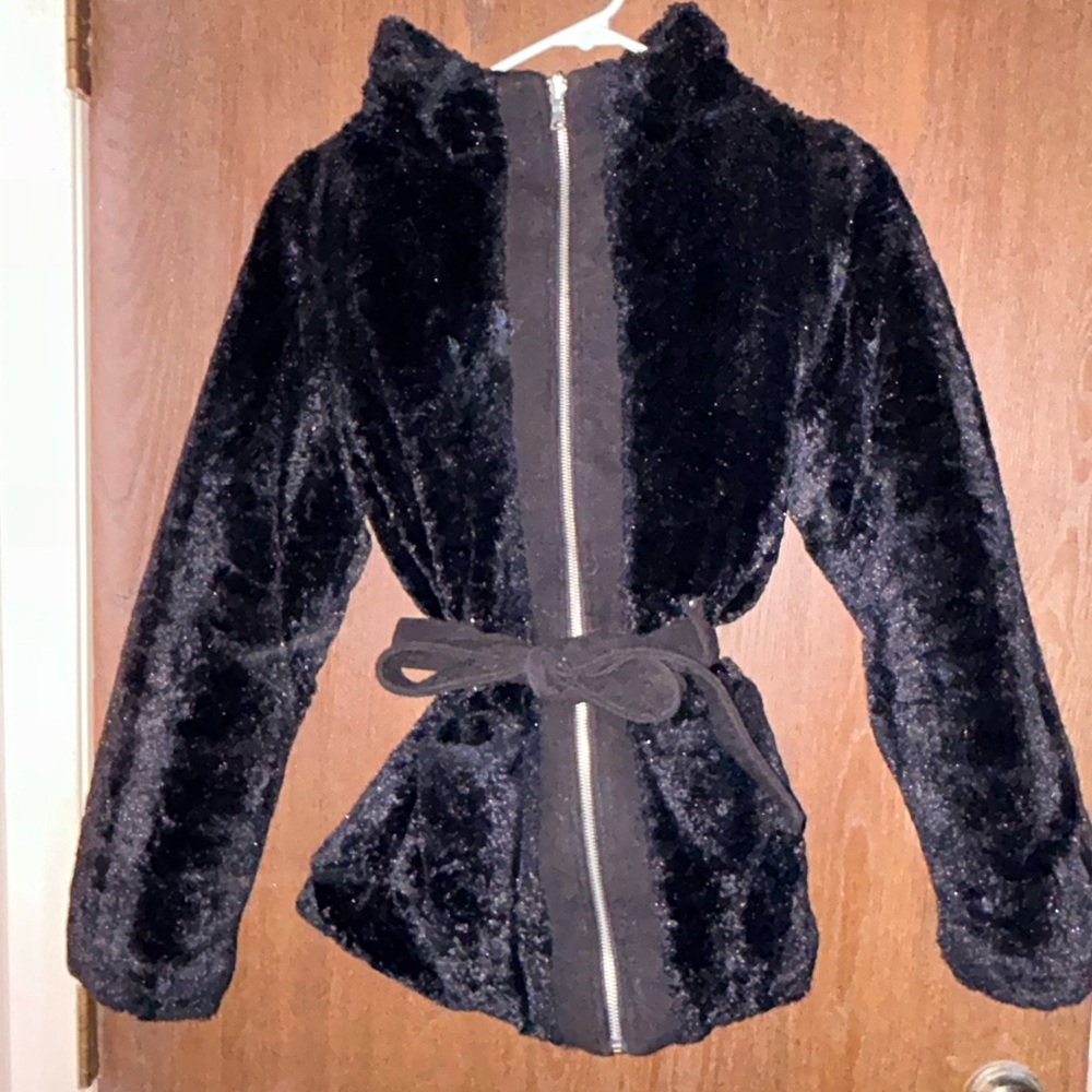 Girls black fur winter jacket